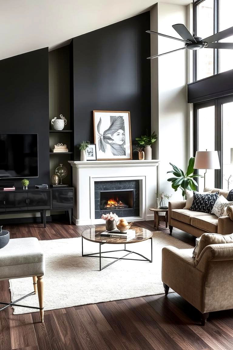 Eclectic Fusion Charm - 24 Black and Beige Living Room Ideas