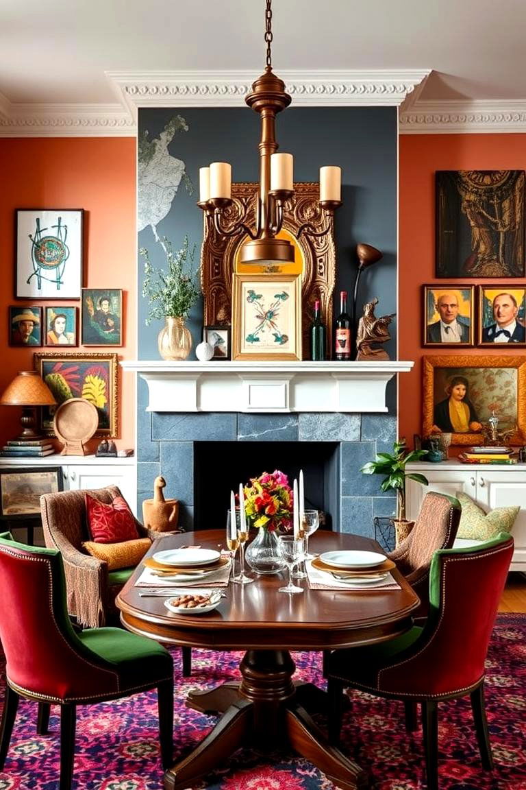Eclectic Fusion Dining Room - 24 Dining Room With Fireplace Ideas