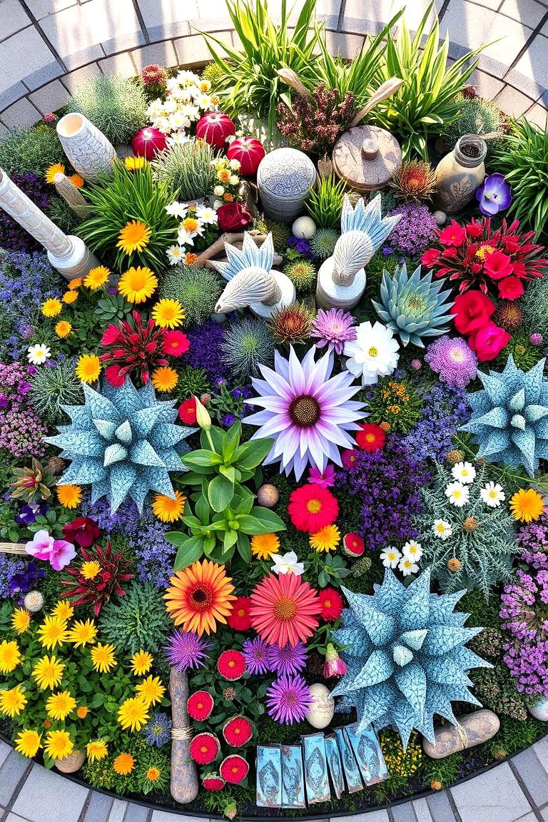 Eclectic Garden Mosaic - 24 Round Garden Bed Ideas