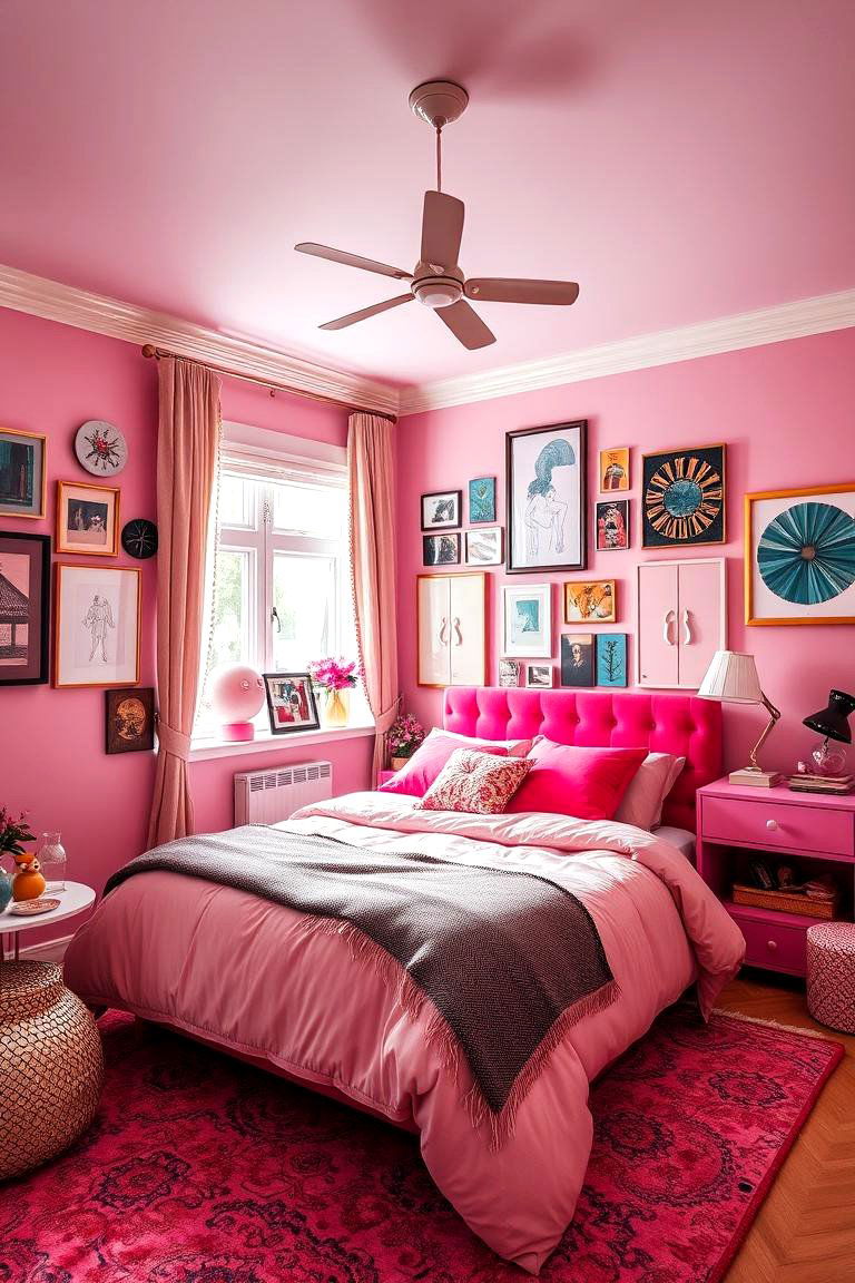 Eclectic Hot Pink Decor Elements - 24 Hot Pink Bedroom Ideas