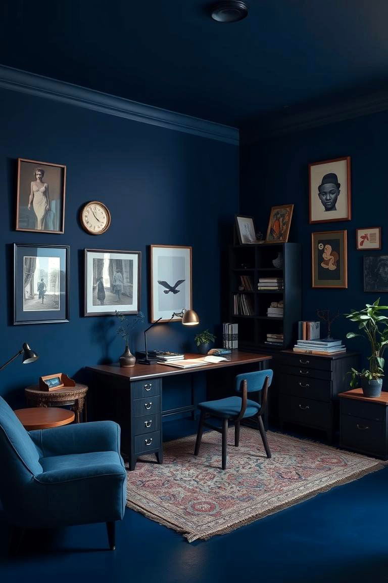 Eclectic Indigo Study - 24 Colorful Room Ideas
