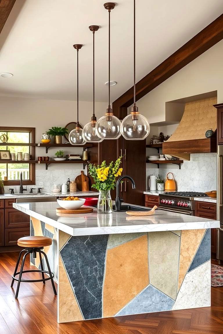 Eclectic Kitchen Island - 24 Cottage Kitchen Ideas