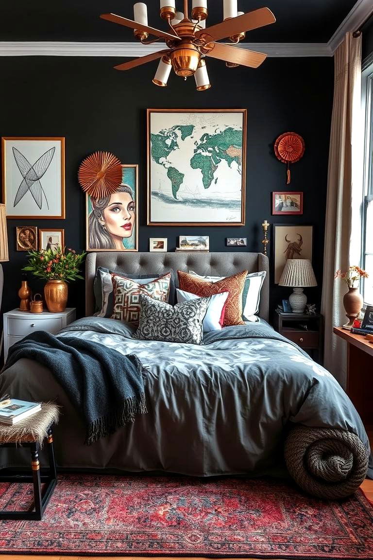 Eclectic Mix - 24 Dark Grey Bedroom Ideas