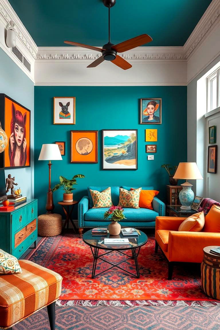 Eclectic Mix and Match - 24 Teal and Orange Color Scheme for Your Rooms