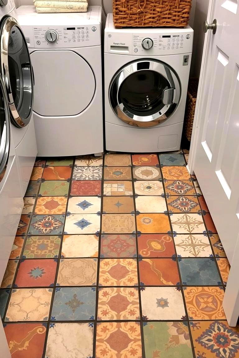 Eclectic Mix and Match Tiles - 24 Laundry Room Tile Ideas