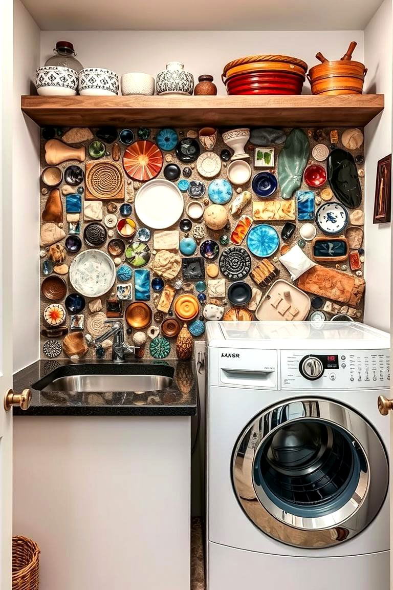 Eclectic Mix of Materials - 24 Laundry Room Backsplash Ideas