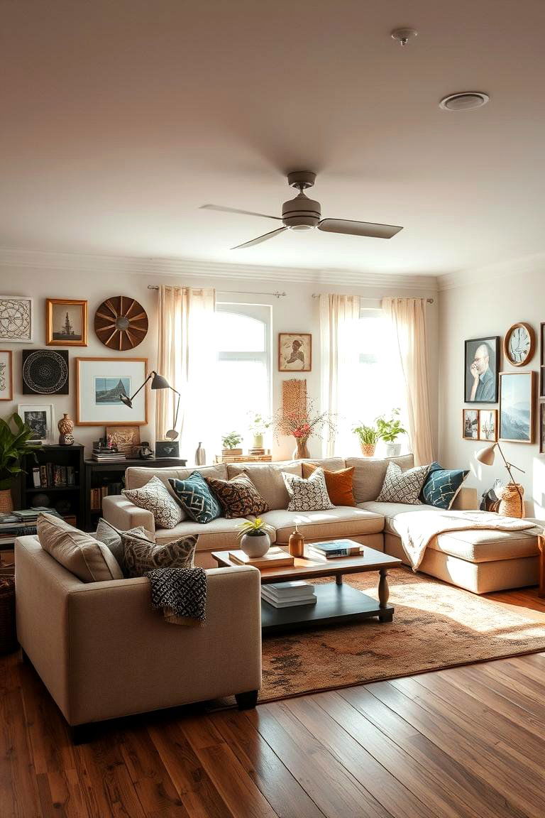 Eclectic Mix of Patterns - 24 Beige Couch Living Room Ideas