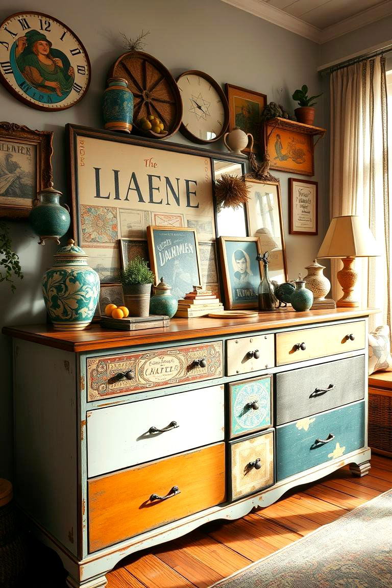 Eclectic Mix of Varied Styles - 24 Dresser Decor Ideas