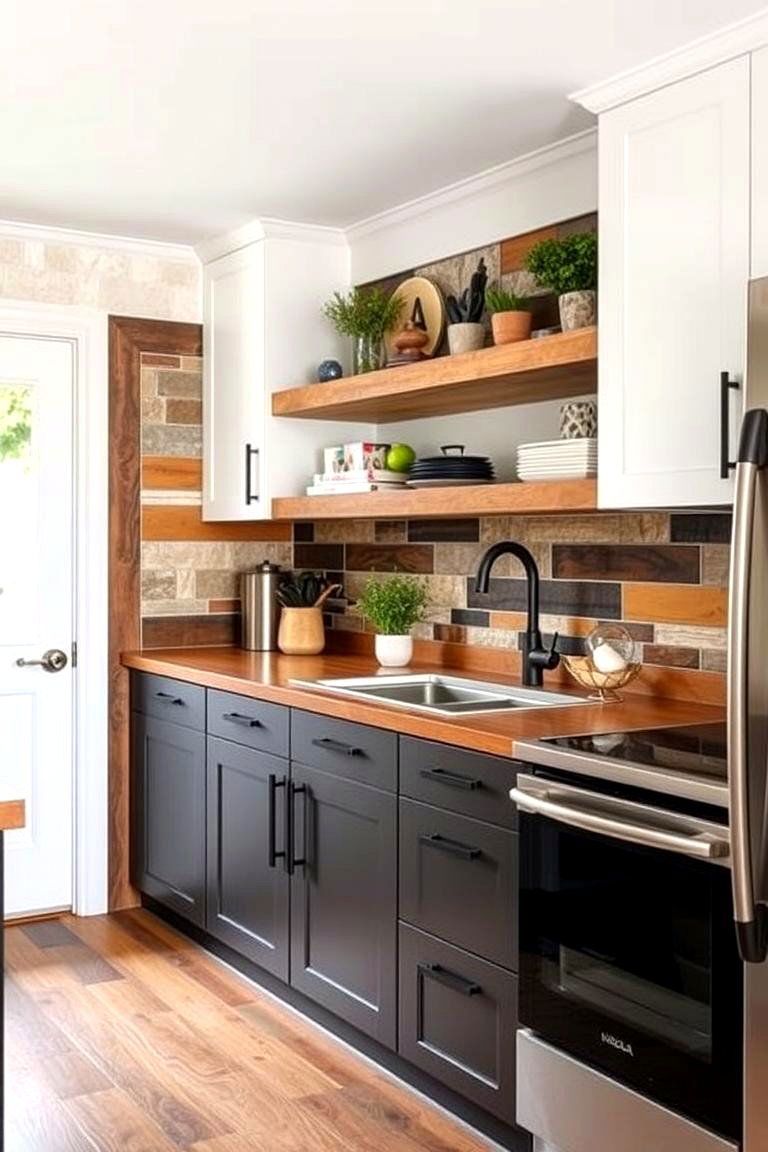 Eclectic Mixed Materials - 24 Kitchen Wainscoting Ideas