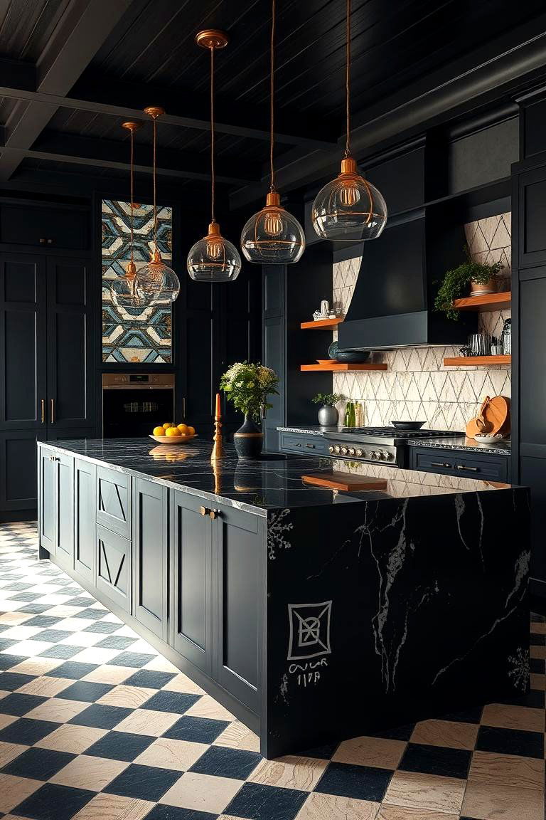 Eclectic Modern Vibe - 24 Black Kitchen Islands