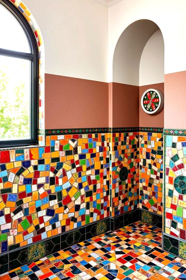 Eclectic Mosaic Wainscoting - 24 Living Room Wainscoting Ideas