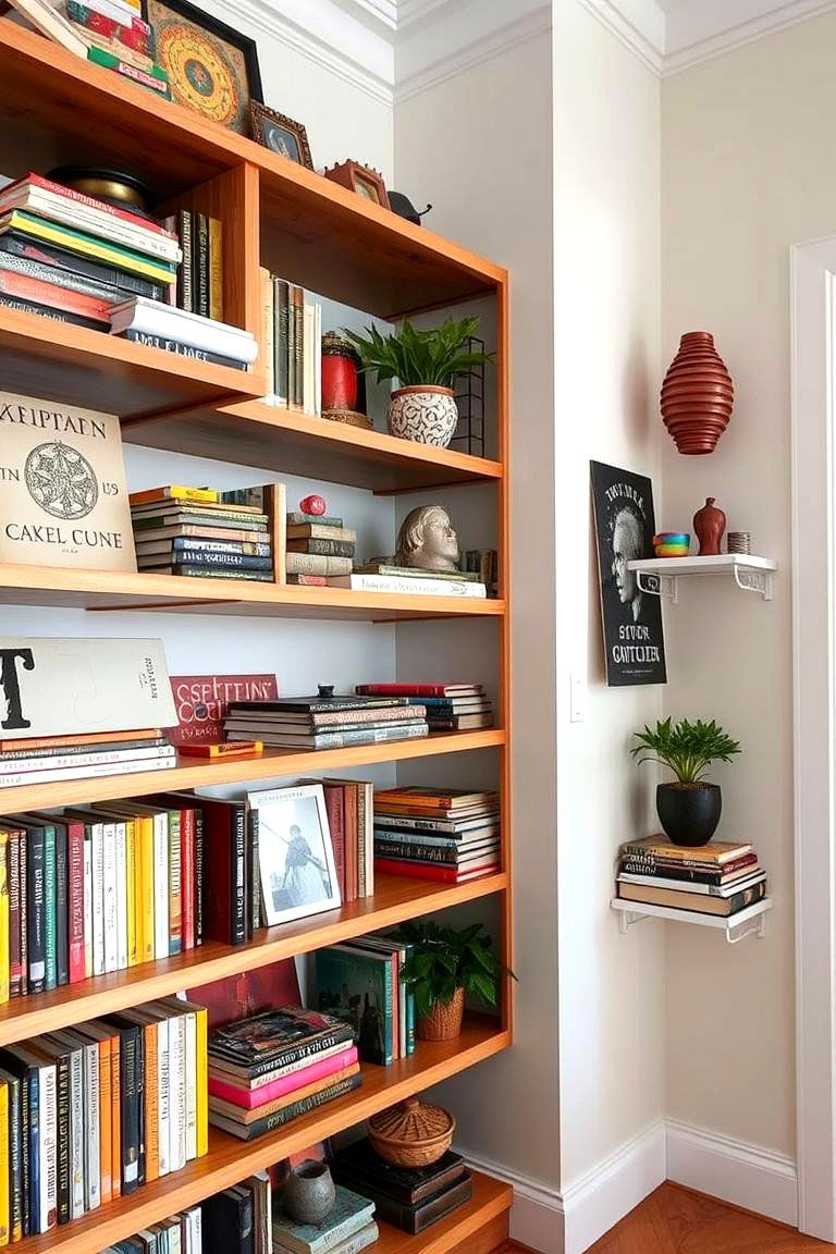 Eclectic Open Shelving Bookshelf - 24 Built-in Bookshelf Ideas