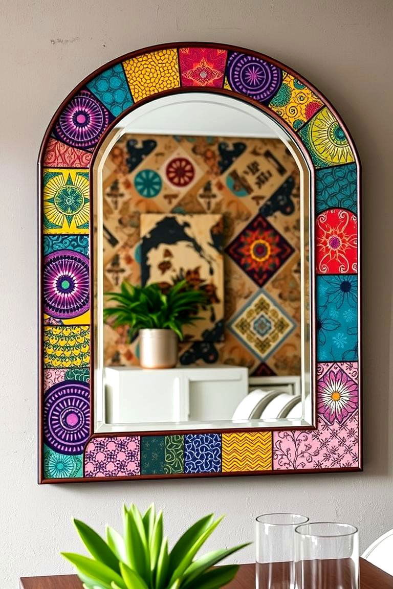 Eclectic Patterned Mirror - 24 Dining Room Mirror Ideas