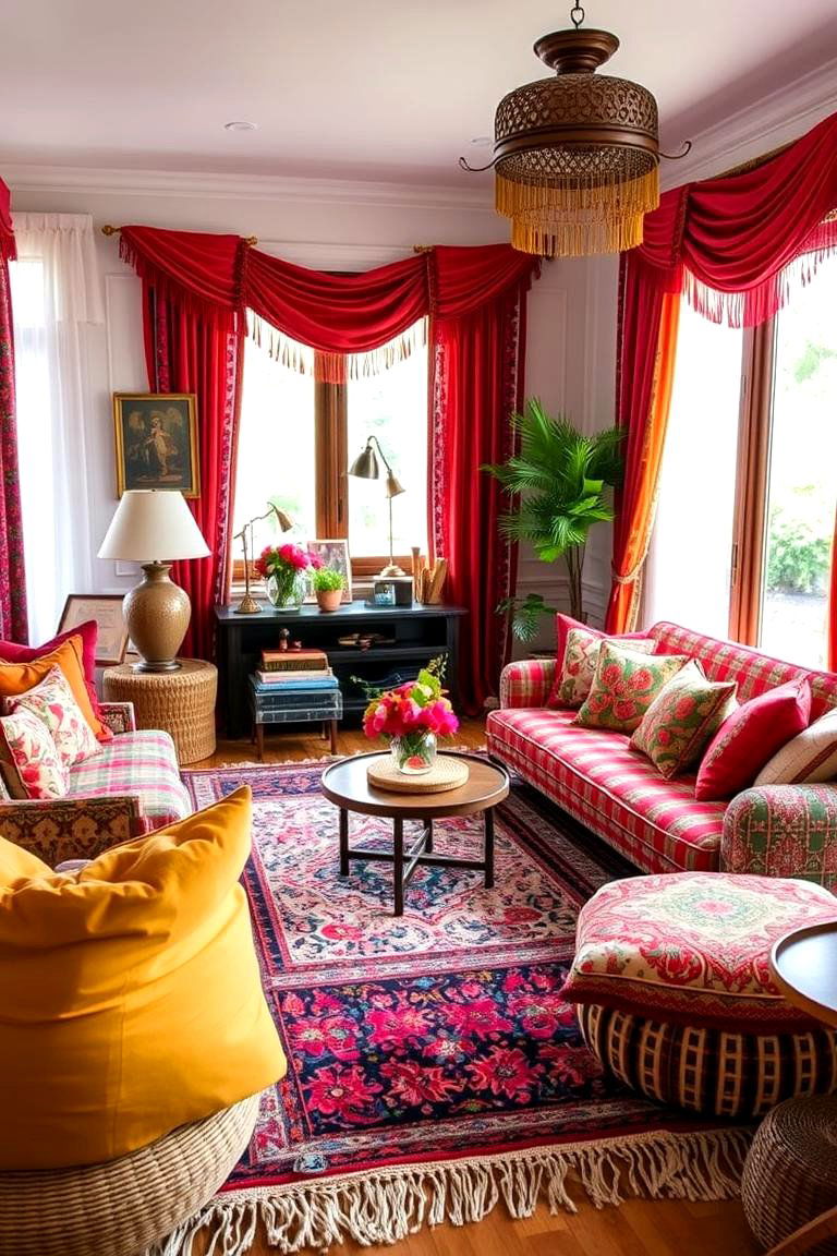 Eclectic Patterned Mix - 24 Boho Living Room Ideas