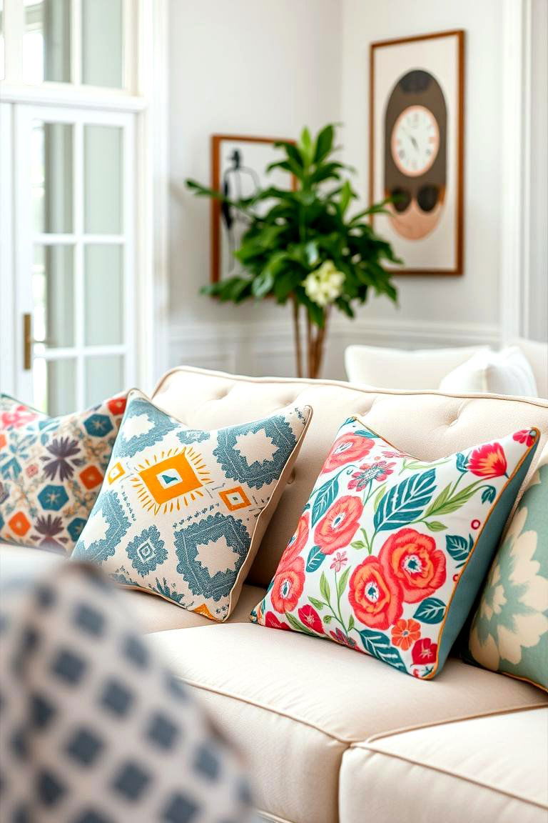 Eclectic Patterned Pillows - 24 Colorful Boho Decor Ideas