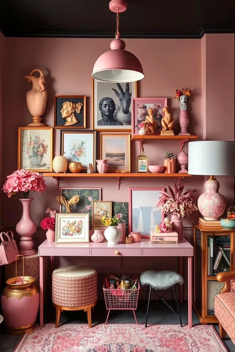 Eclectic Pink and Gold Accessories - 24 Pink and Gold Bedroom Ideas