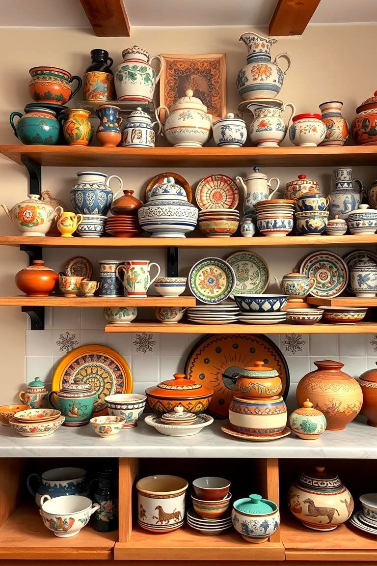 Eclectic Pottery Displays - 24 Southwestern Kitchen Ideas