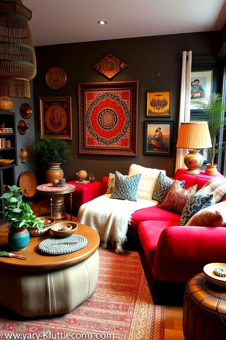 Eclectic Red Harmony - 24 Red Couch Living Room Ideas