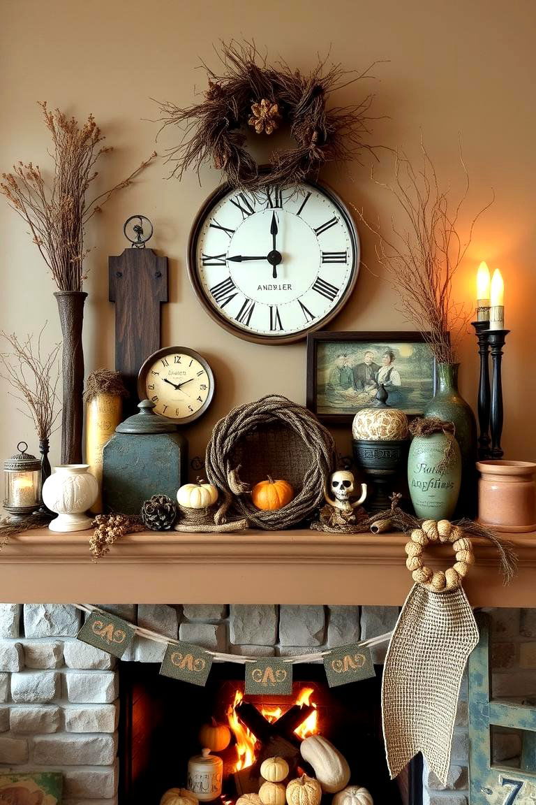 Eclectic Rustic Mixes - 24 Fall Mantel Decor Ideas
