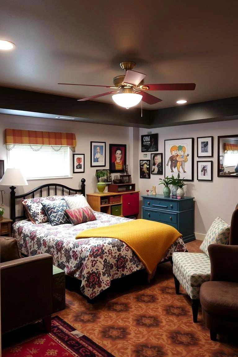 Eclectic Style Basement Bedroom - 24 Basement Bedroom Ideas