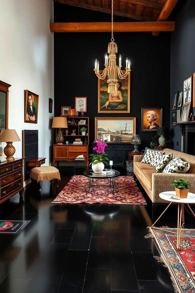 Eclectic Style Fusion - 24 Black Floor Living Room Ideas