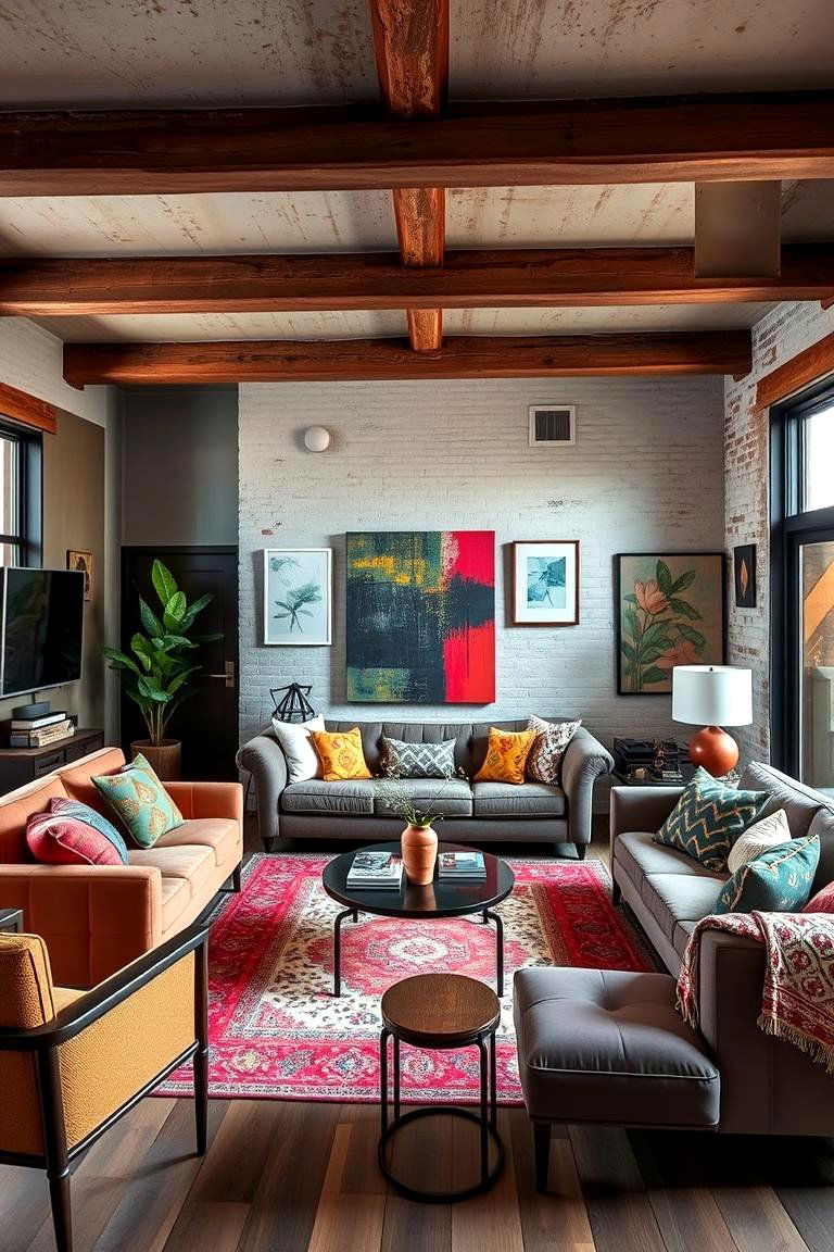 Eclectic Urban Chic - 24 Exposed Beam Living Room Ideas