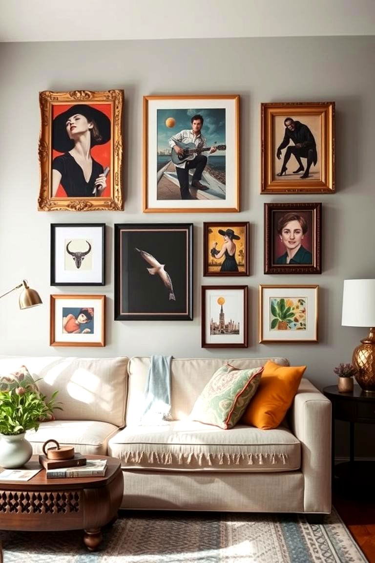 Eclectic Wall Art - 24 Colorful Living Room Ideas