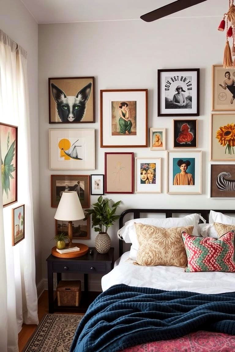Eclectic Wall Art Collections - 24 Green Boho Bedroom Ideas