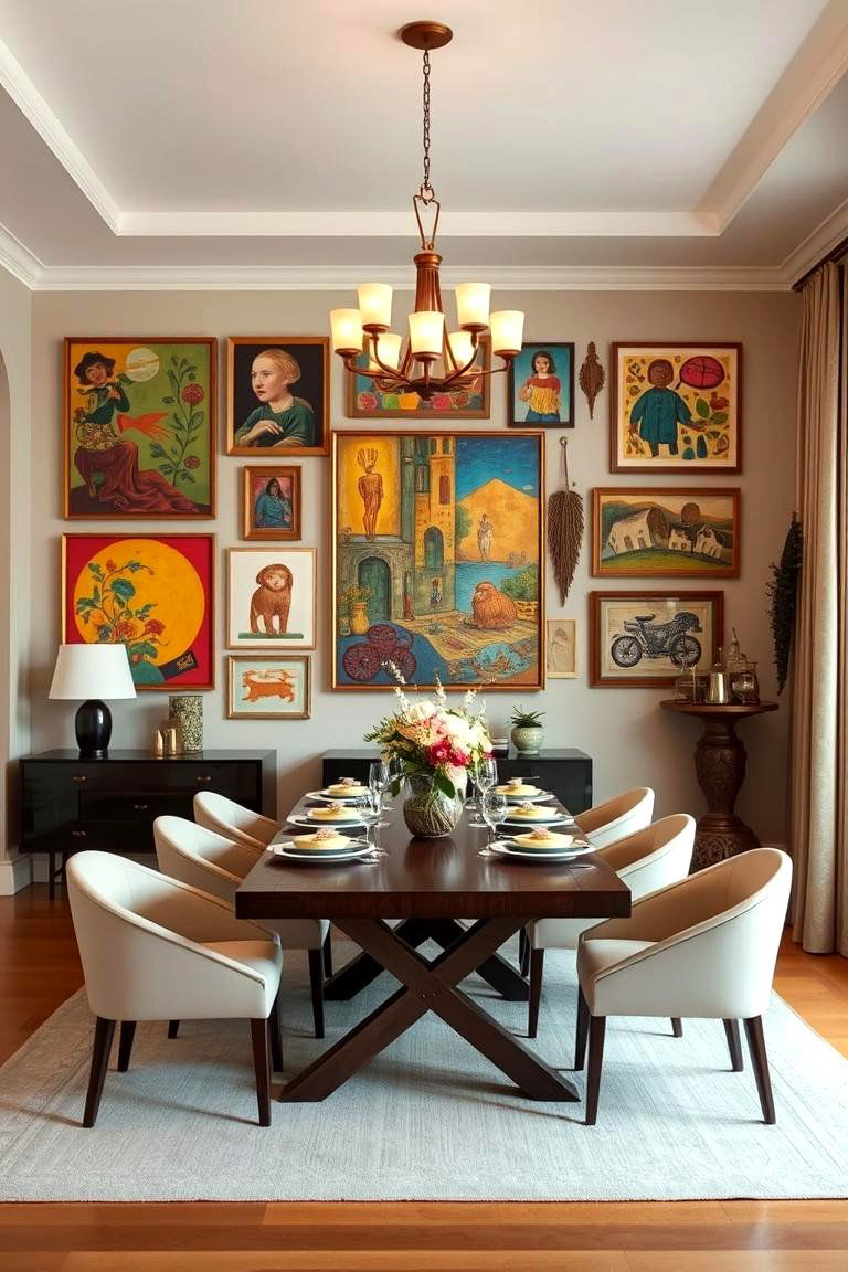 Eclectic Wall Art - 24 Boho Dining Room Ideas