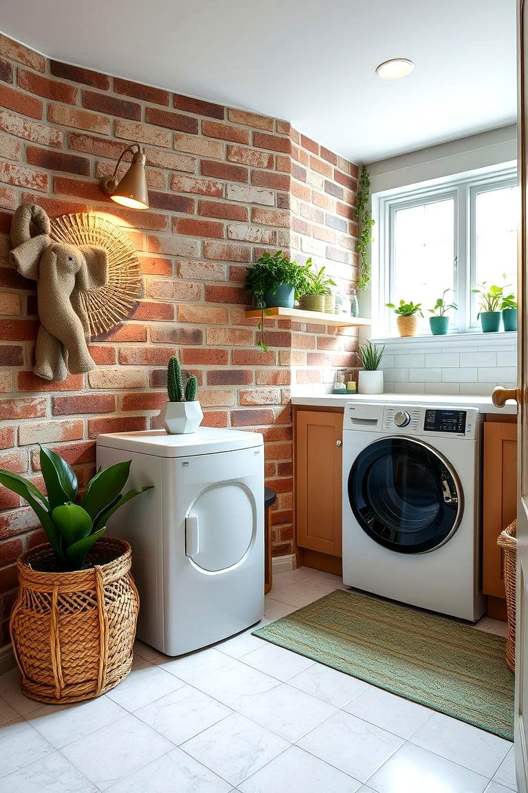 Eco Chic Design - 24 Brick Floor Laundry Room Ideas