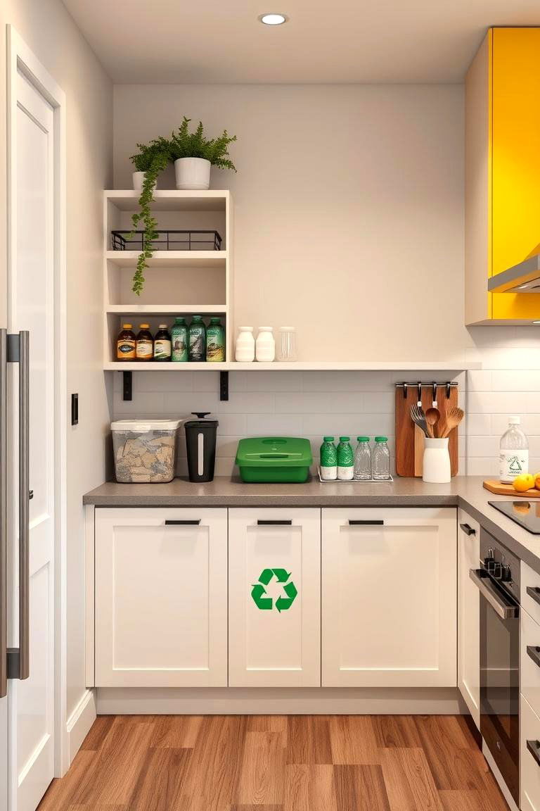 Eco Chic Green and Yellow Recycling Station - 24 Green and Yellow Kitchen Ideas