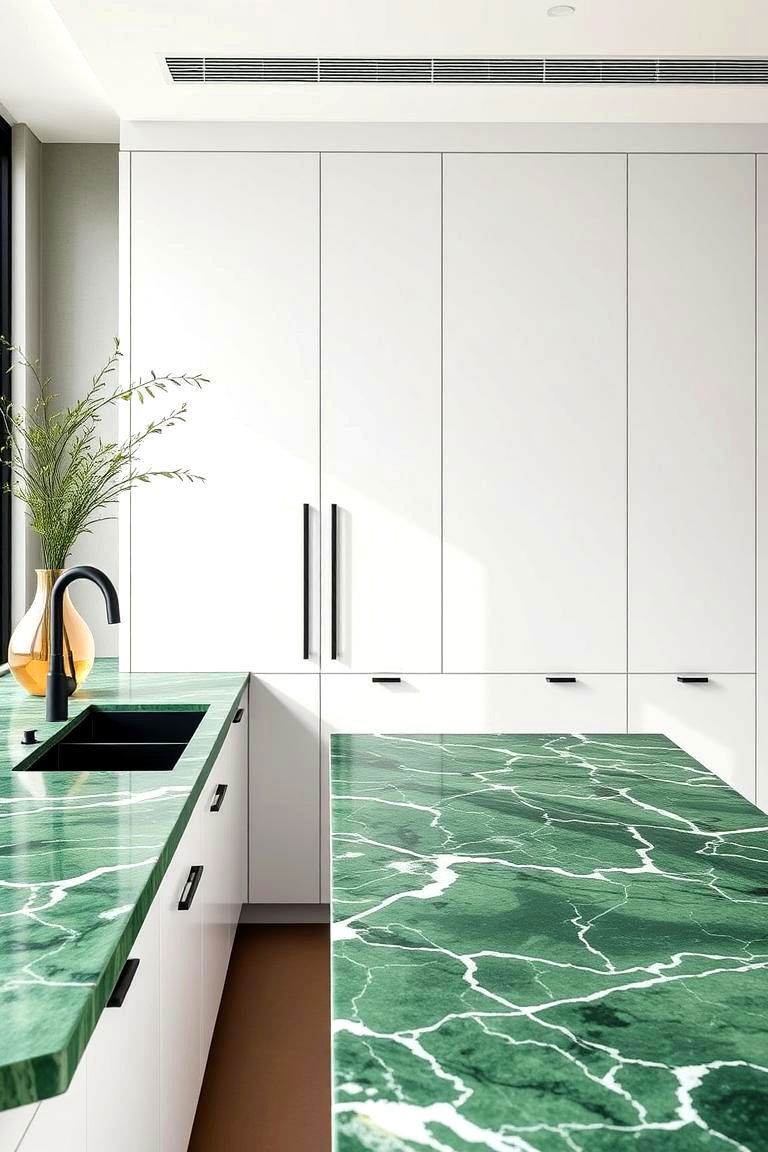 Eco Chic Statement - 24 Green Marble Countertop Design Ideas