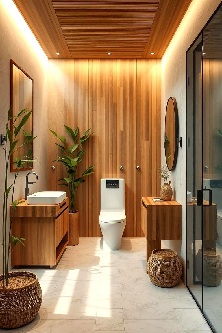 Eco Friendly Bamboo Touches - 24 Rustic Outdoor Bathroom Ideas