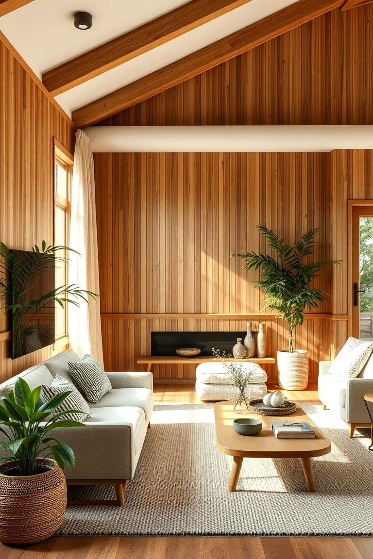 Eco Friendly Bamboo Wainscoting - 24 Living Room Wainscoting Ideas