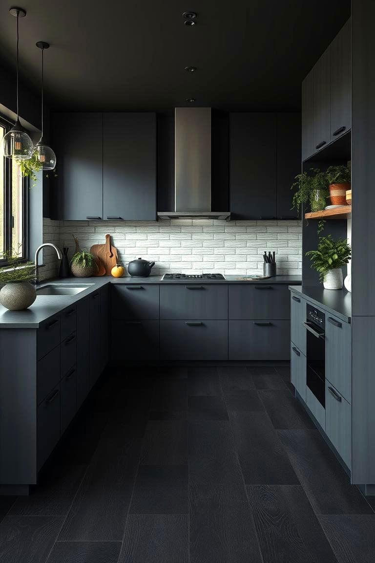 Eco Friendly Black Composite Flooring - 24 Black Floor Kitchen Ideas