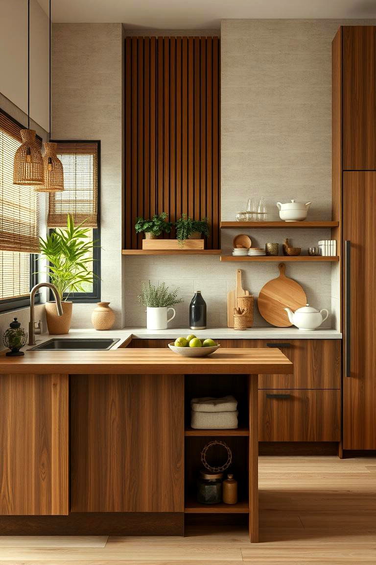 Eco Friendly Brown Bamboo Features - 24 Brown Kitchen Ideas