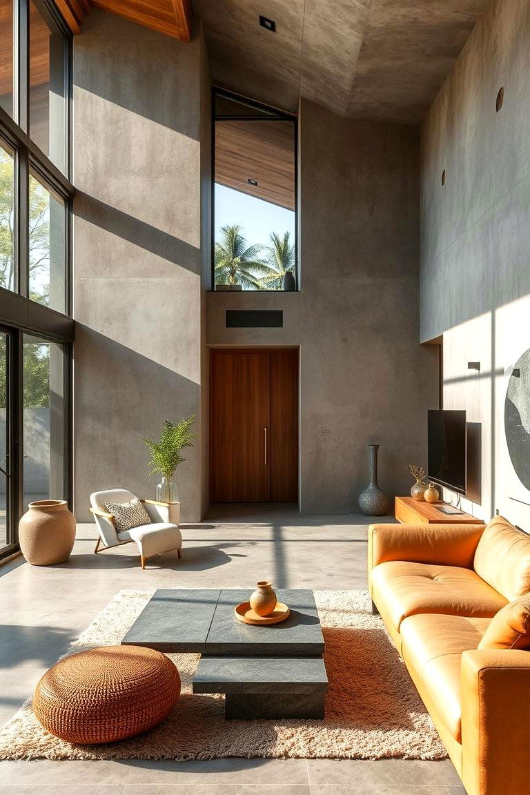 Eco Friendly Concrete Finishes - 24 Concrete Floor Living Room Ideas