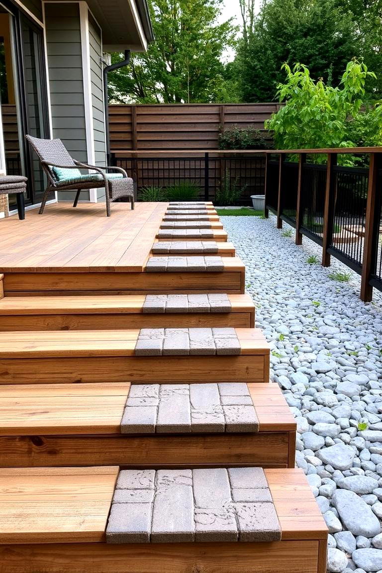 Eco Friendly Deck Steps with Permeable Pavers - 24 Deck Steps Ideas
