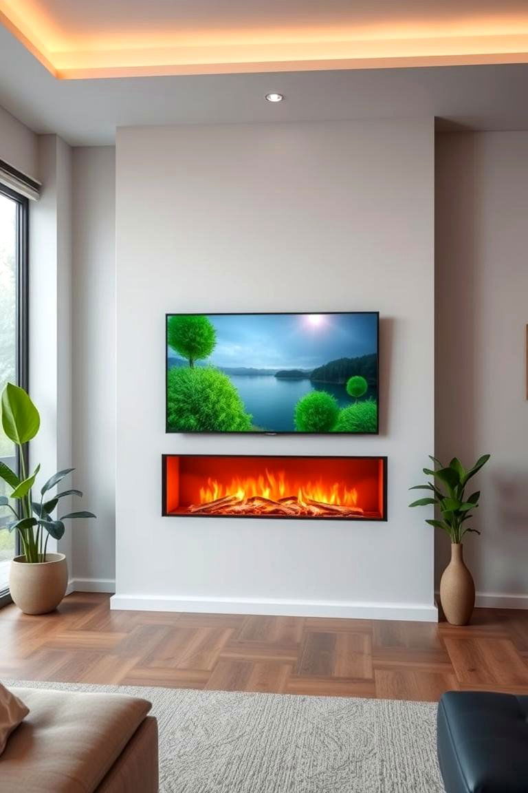 Eco Friendly Efficiency - 24 Electric Fireplace Ideas With Tv Above