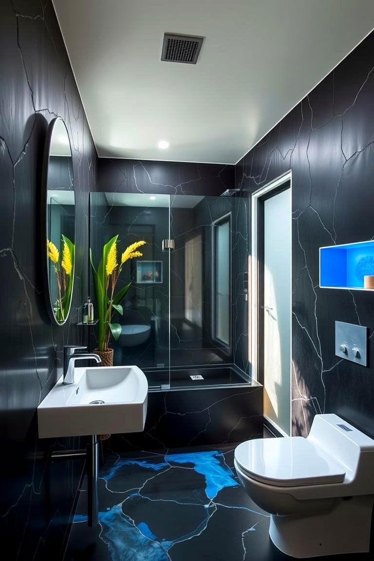 Eco Friendly Elements for Modern Bathrooms - 24 black and blue bathroom ideas
