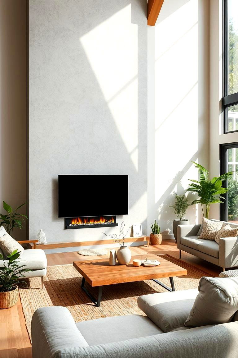 Eco Friendly Energy Efficient Model - 24 Linear Fireplace Ideas With Tv Above