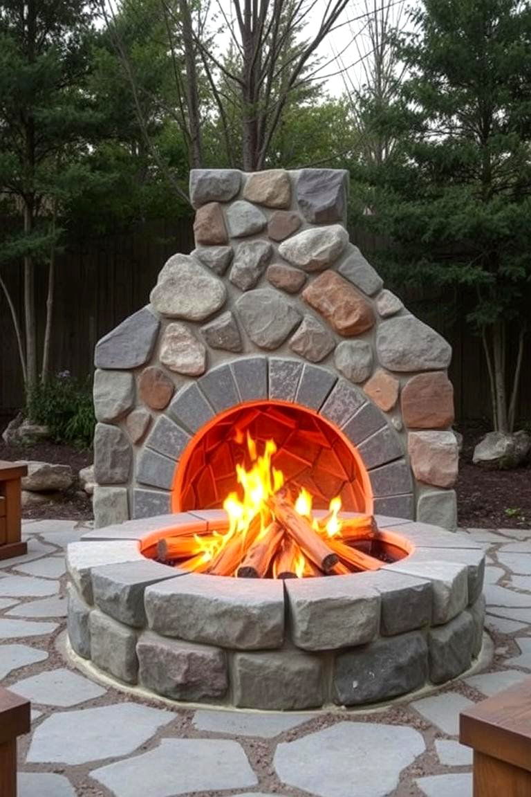 Eco Friendly Fire Feature - 24 Rustic Outdoor Fireplace Ideas