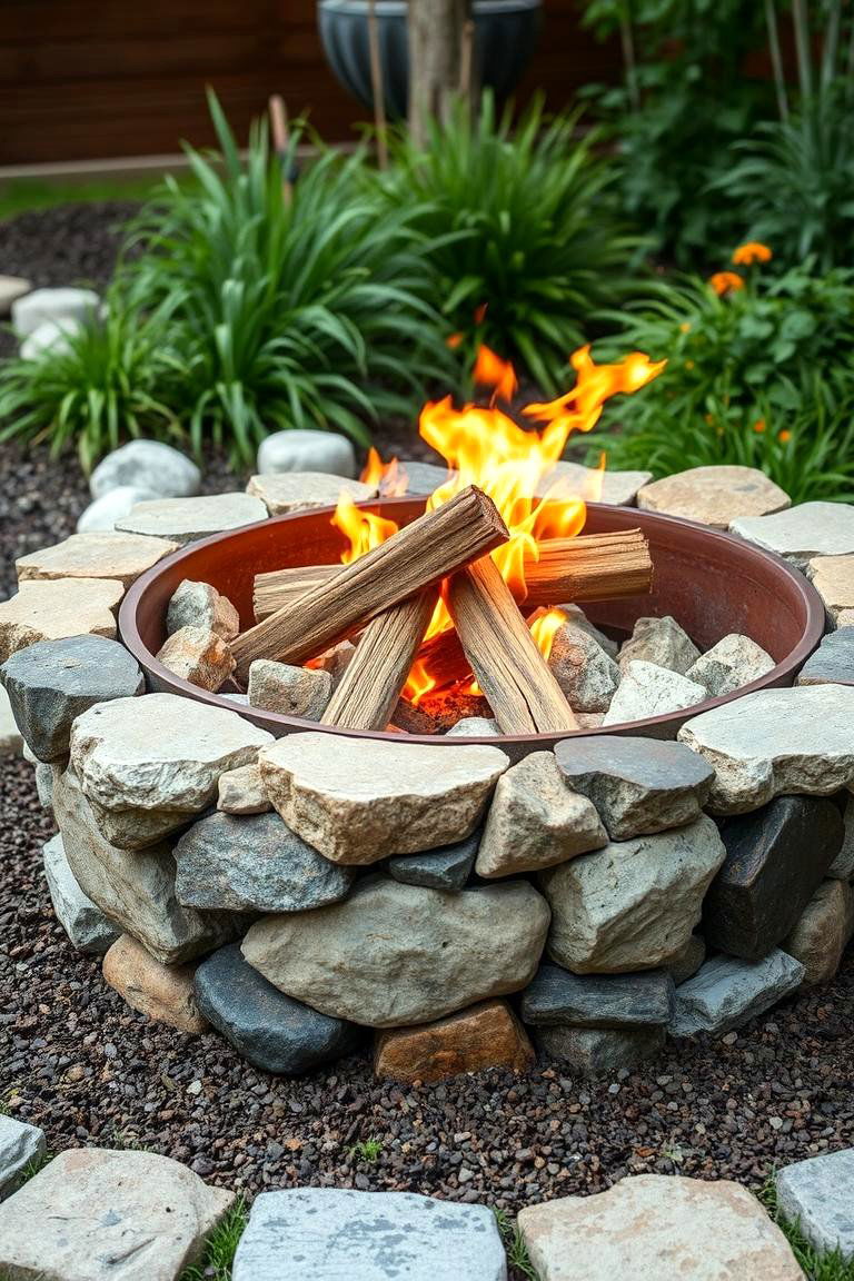 Eco Friendly Fire Pit Using Recycled Materials - 24 Boulder Fire Pit Ideas