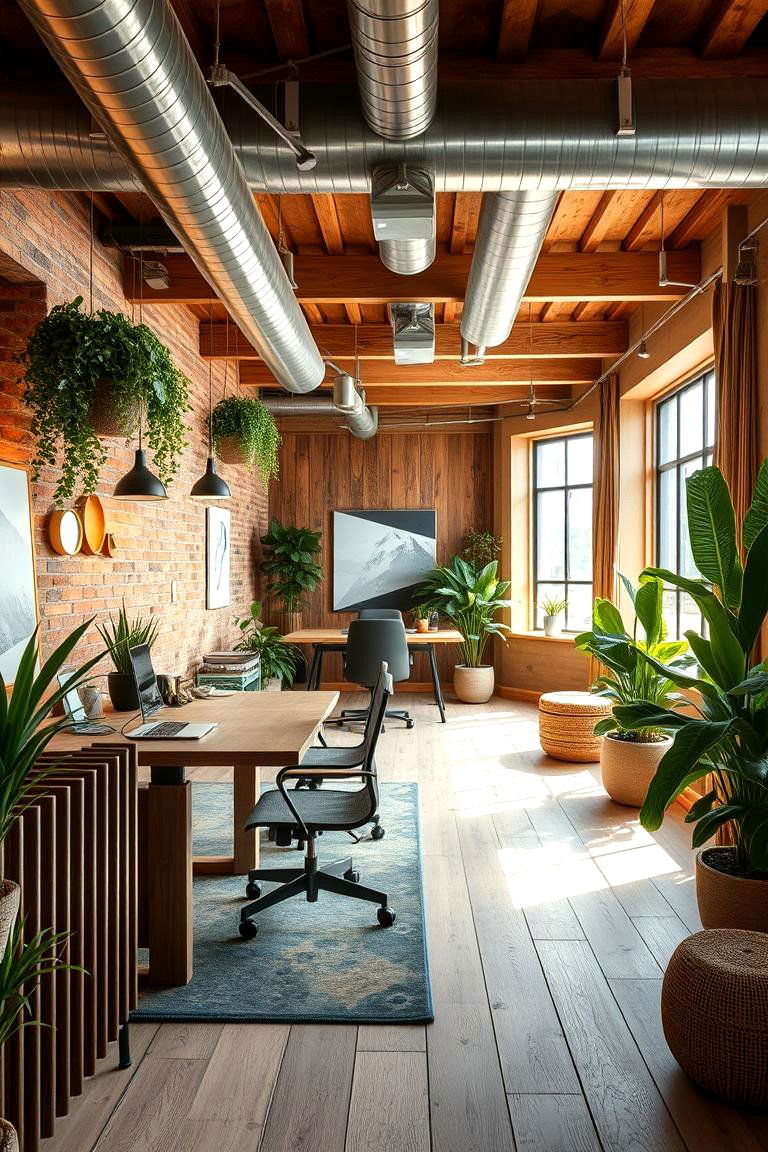 Eco Friendly Fireplace Workspace - 24 Home Office With Fireplace Ideas