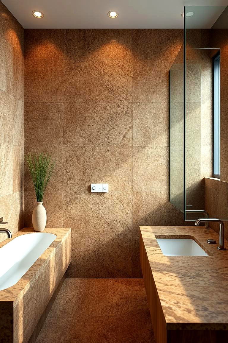 Eco Friendly Granite Finishes - 24 Brown Granite Bathroom Ideas