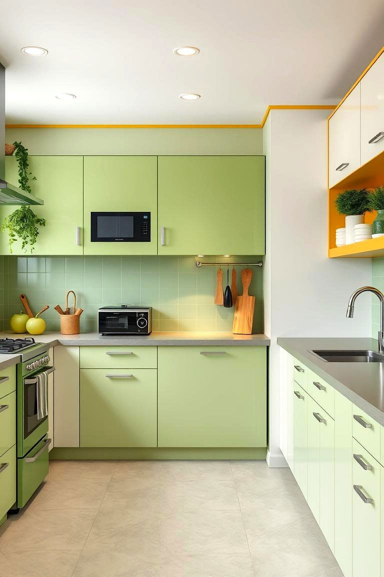 Eco Friendly Green Appliances with Yellow Trim - 24 Green and Yellow Kitchen Ideas