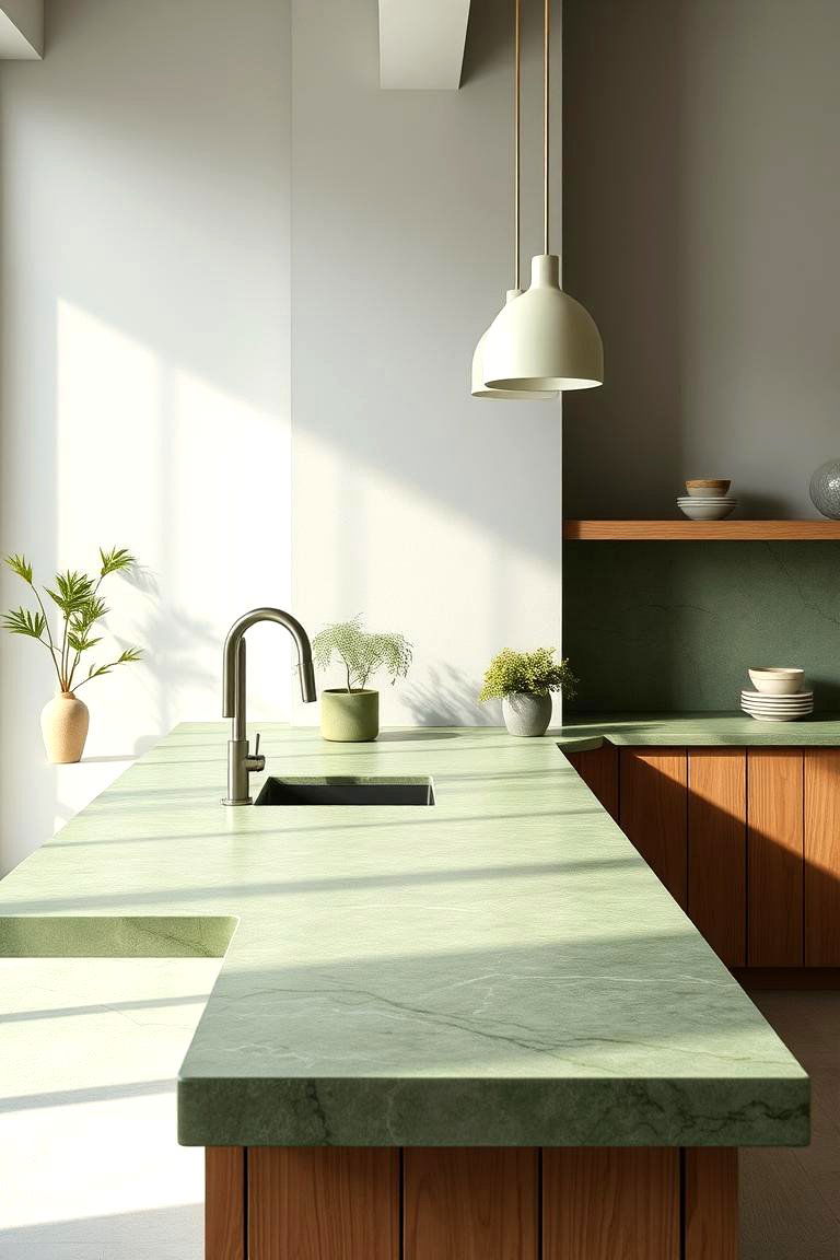 Eco Friendly Green Concrete Countertop - 24 Concrete Countertop Ideas