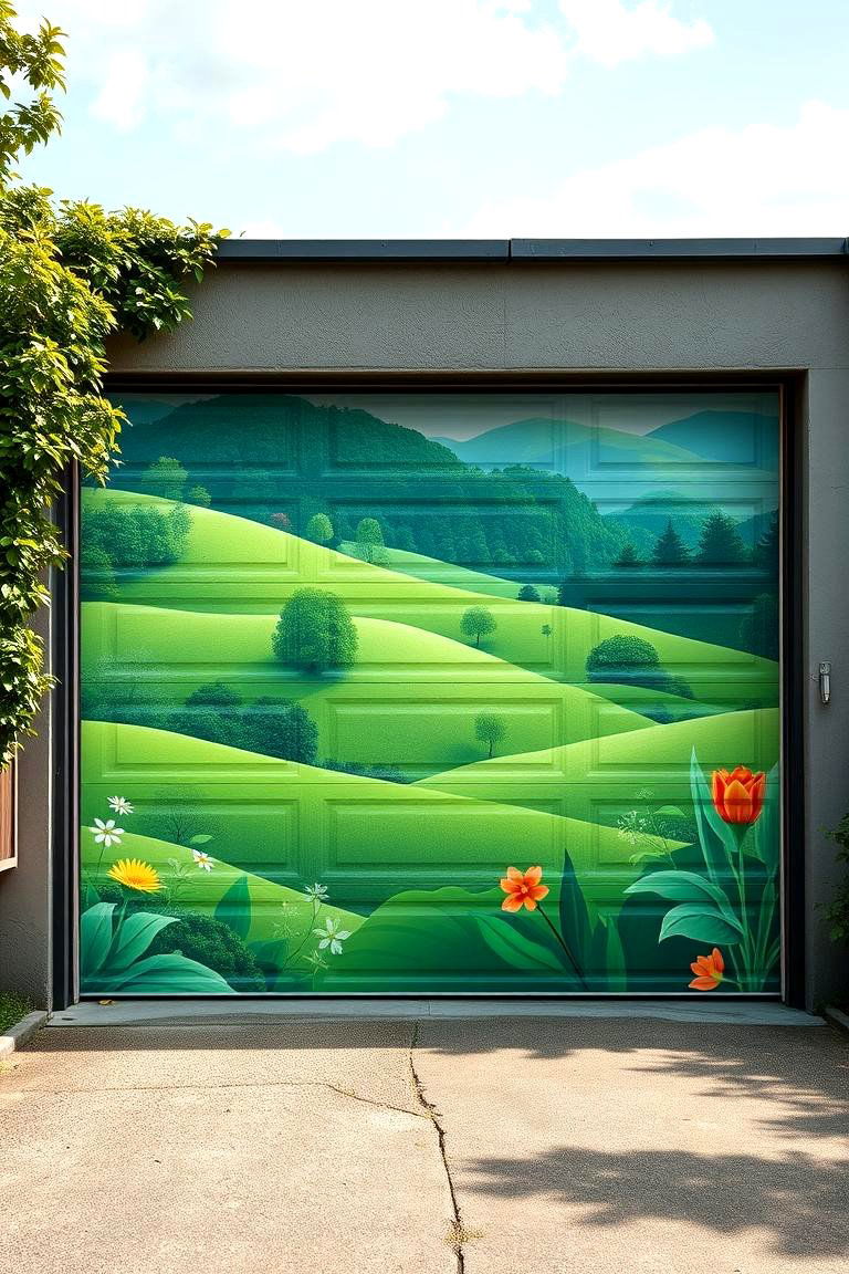 Eco Friendly Green Landscape Mural - 24 Garage Door Murals