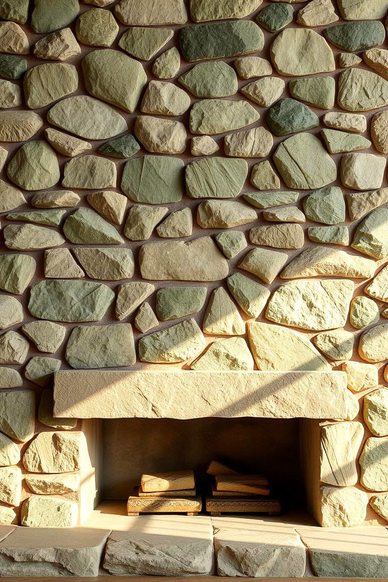 Eco Friendly Green Stone Surround - 24 Green Fireplace Ideas