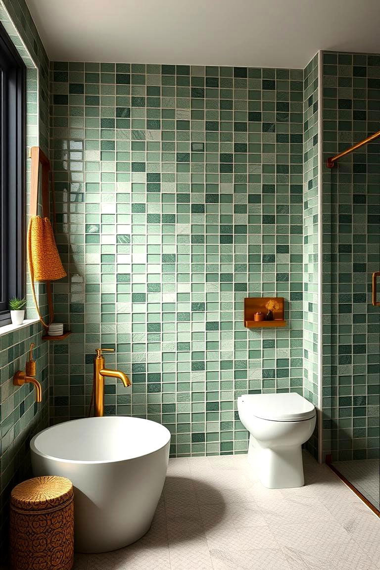 Eco Friendly Green and Gold Materials - 24 Green and Gold Bathroom Ideas